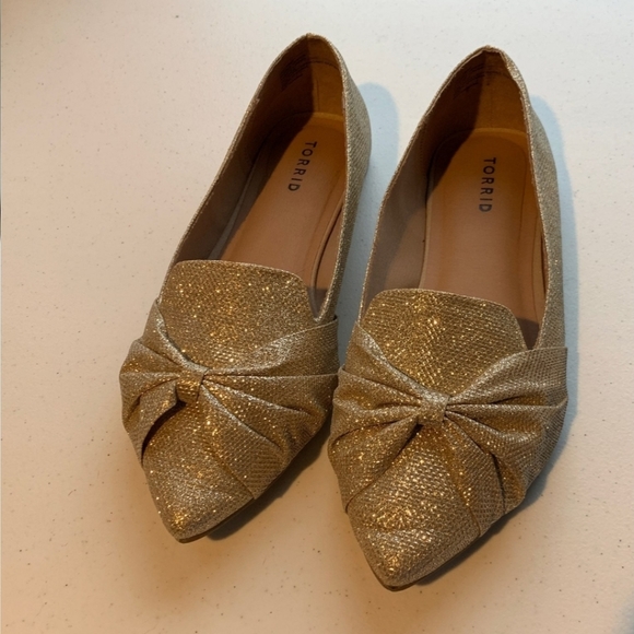 Torrid Gold Mettalic Sz 11W, Ballet Loafer, Flats, Slipons, EUC - Picture 3 of 6